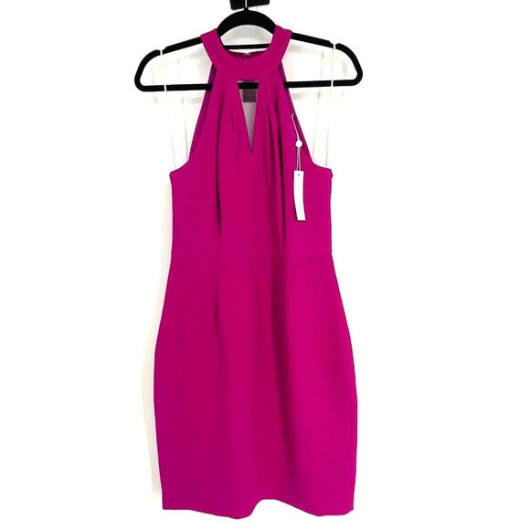 Trina Turk Dress 8 Jovial Halter-Neck Magenta NWT $228 - Picture 2 of 9